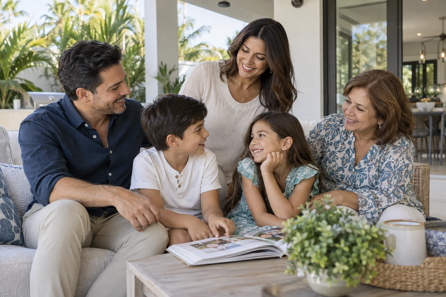 Imagen ilustrativa de una familia multigeneracional compartiendo en una terraza