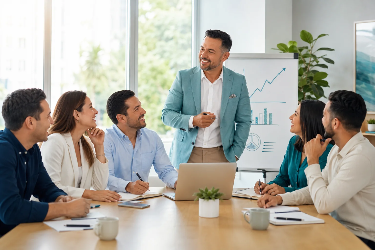 Ilustración de una sesión de formación comercial